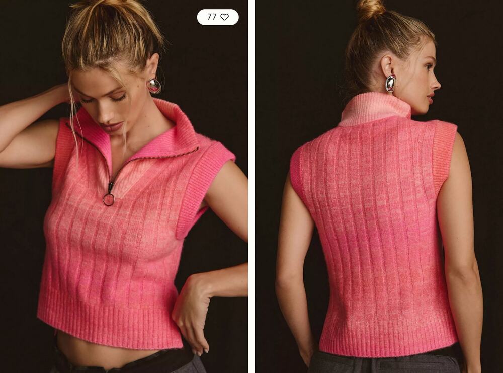 EUC By Anthropologie Sleeveless Half-Zip Sweater Vest | Size L